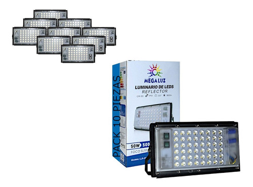 Reflector Led Lampara Luminaria 50w/500w 3600lm 10 Piezas