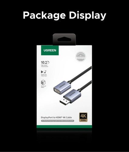 Ugreen Adaptador Convertidor Displayport Dp A Hdmi 4k 20cm