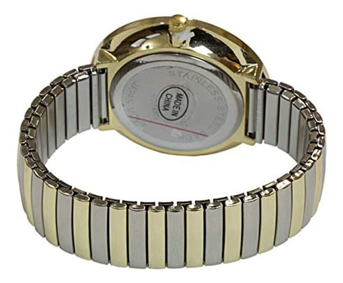 Reloj De Banda Elástica De Dos Tonos Con Esfera Súper Grande