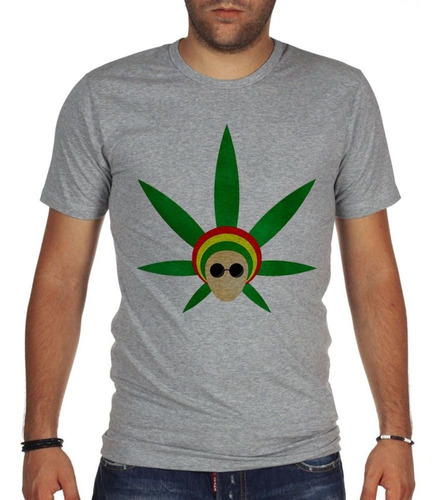 Remera De Hombre Reggae Cannabis Lentes Musica Verde