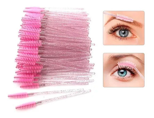 Imagem 1 de 9 de Kit 50 Escova Escovinha Para Alongamento Cílios Sobrancelha
