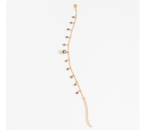 Pulsera De Protección 4 Baños Oro 18k Y Esmalte Blanco/negro Dorado 20 Cm 20 Cm