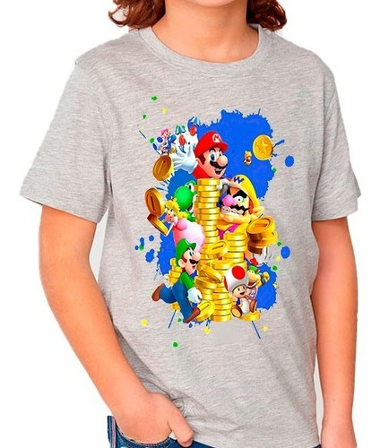 Polera Estampada 100% Algodón Niño Super Mario Exclusivo 049