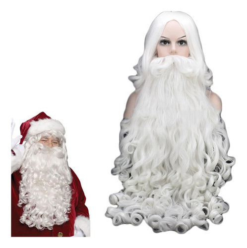 Peruca Profissional De Papai Noel Ptf Para Barba E Bigode