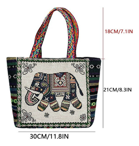 Bolso Estilo Étnico Retro Para Mujer Con Bordado De Elefante