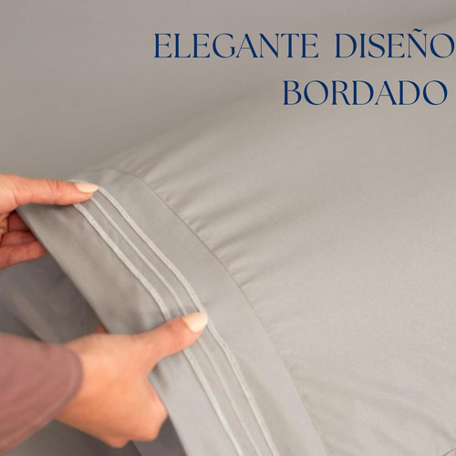 Juego De Sábanas 600 Hilos 2 1/2 Plazas Ultra Suave Gris Liso