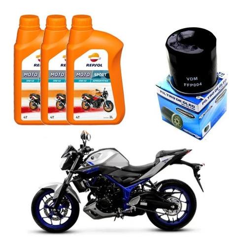 Kit Troca Óleo Yamaha Mt-03 Ffp004 Repsol 10w40