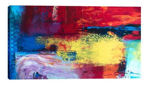 Quadro Decorativo Abstrato Colorido 55x100 Tela Em Tecido R9