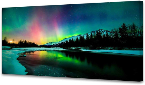 S01962 Wall Art Aurora Paisaje Pintura Sobre Lienzo Est...