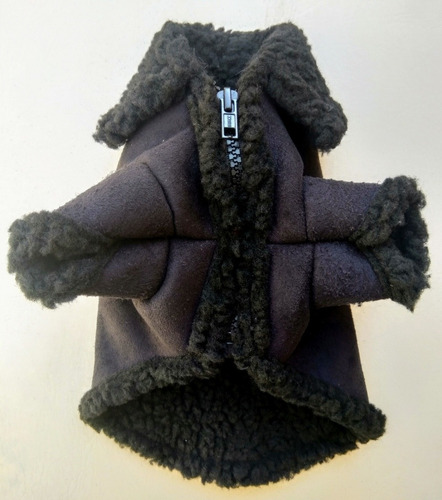 Imagen 1 de 10 de Chamarra Invierno Con Borrega Talla 5 Negra Ropa Para Perros
