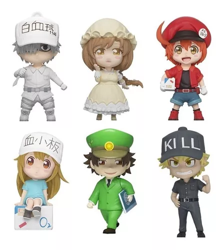 Anime Células no Trabalho Plaquetas, Bandeira Hataraku Saibou Ver, 7-10cm,  Chegada Nova Yuanbao-Modelo Figura de Ação PVC, Mini Brinquedos Coleção