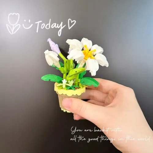 Set De 2 Flores Para Armar En Bloques - Decoración Elegante