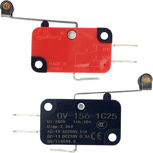 Chave Fim Curso V-156-1c25 15a Micro Switch Rolete -10 Peças