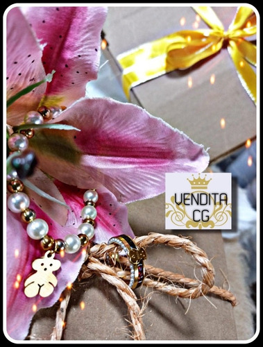 Pulsera Y Anillo Con Osito -acero Inoxidable-