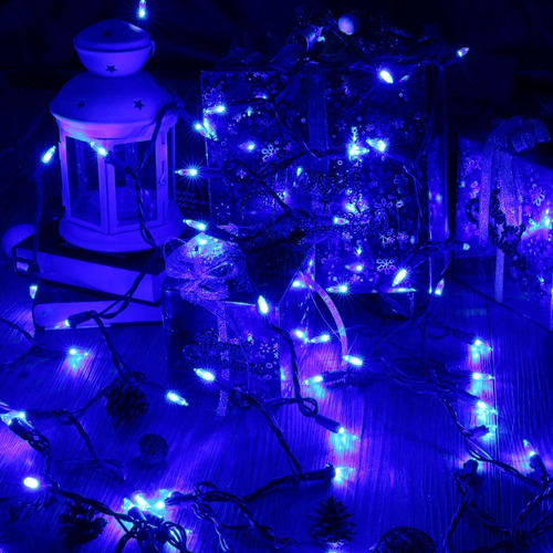Luces Led De Navidad 100 Luces 10 M Azul Para Decoración