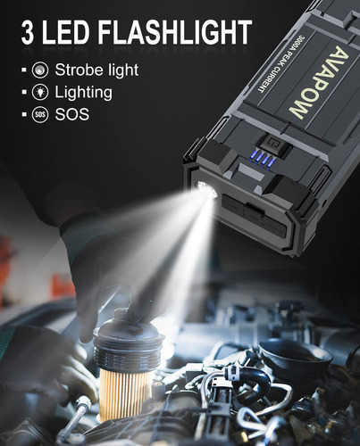 Batería De Coche Jump Starter Avapow A28 3000a Peak 12 V Lit