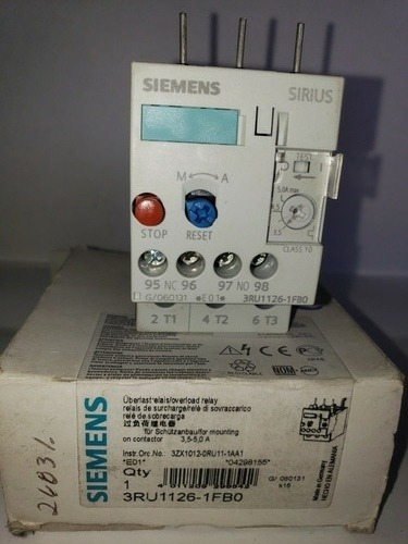 Siemens 3ru1126-1fbo 3 Polos Sobrecarga Relé Ajustable