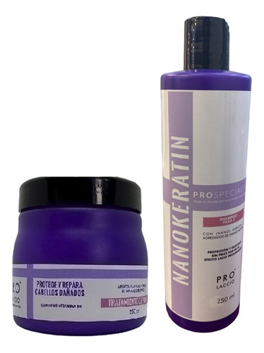 Shampoo 250ml + Mascarilla Nanokeratin 250gr Pro Laccio