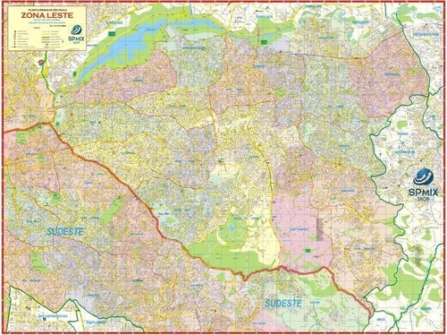 Mapa Gigante Da Zona Leste De São Paulo 120 X 90cm