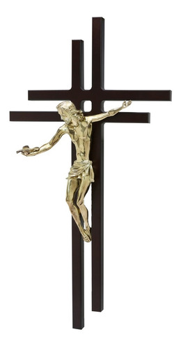 Cristo Jesus Resucitado Grande Baño Plata, Cruz Madera Jrd