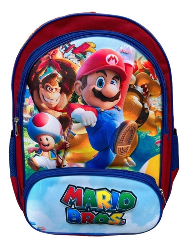 Mochila Mario Bros 3d Escolar Primaria M-50 Mediana