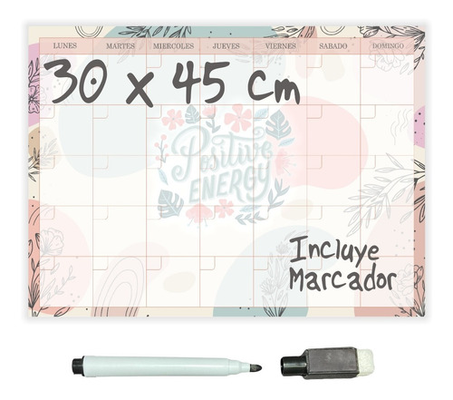 Planner Pizarra Mensual Imantado Magnetico C/ Marcador A3 Po