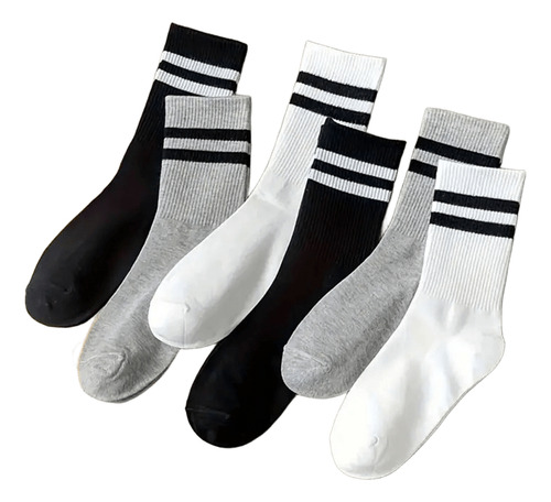 3 Pares De Calcetines Deportivos Media Pantorrilla Con Rayas