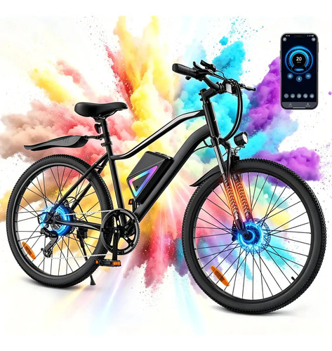 Bicicleta Elétrica Xroymexroy EB3 26" 750W com Bateria 36V, Autonomia 40km, Suspensão Dianteira, Shimano 7 Marchas e APP