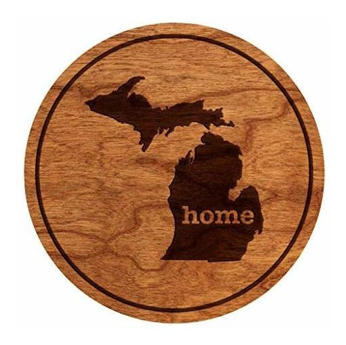 State Map Home Wooden Coasters (set Of 4) (michigan)