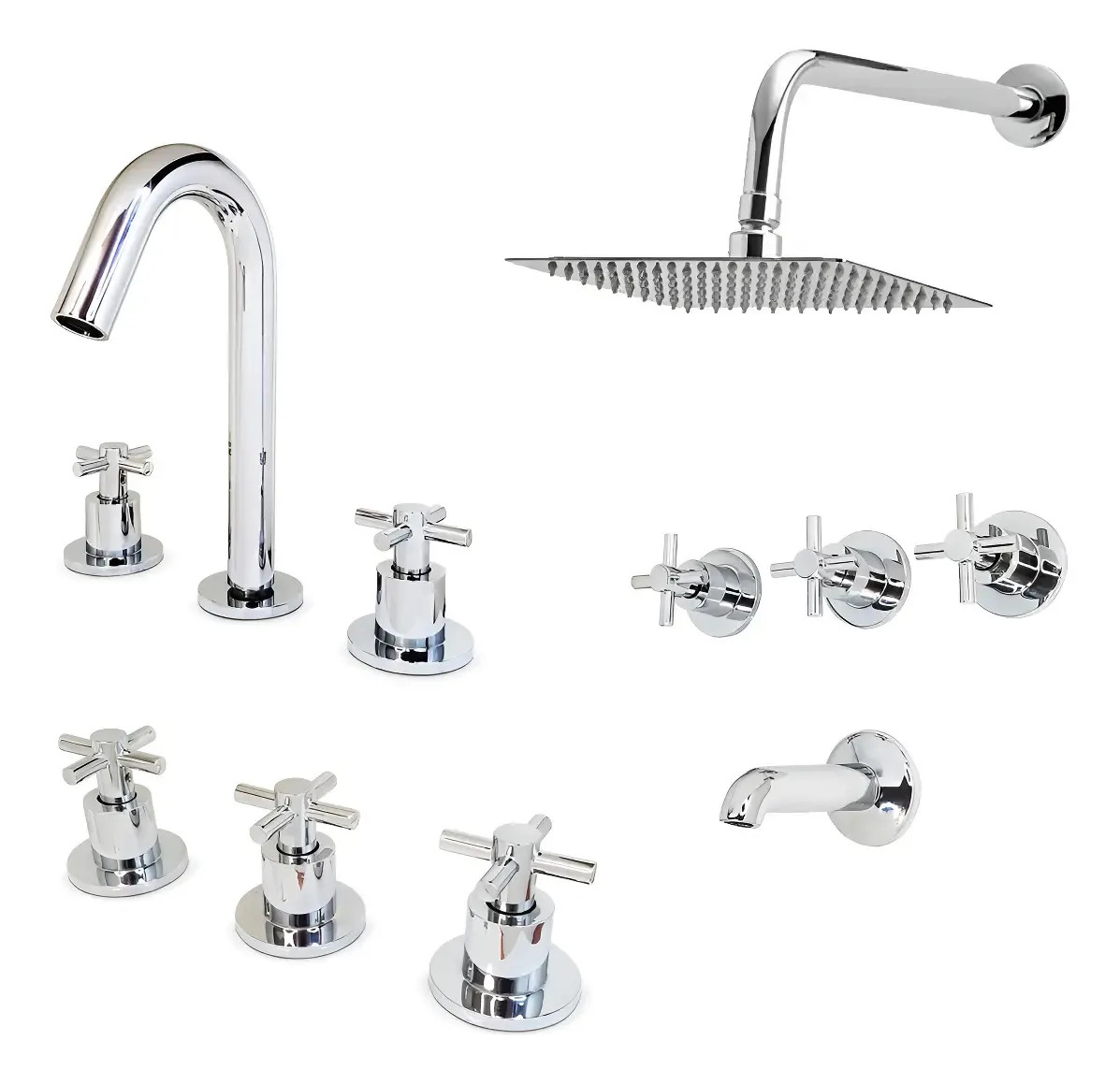 Aqualaf Bathroom Faucet Set, Chrome (Shower + Basin + Bidet)