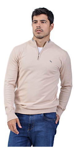 Sweater Medio Cierre Beige, Hombre. Bravo Jeans. Talle S-3xl