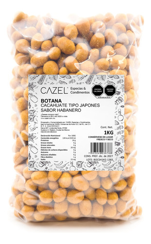 Cacahuate Tipo Hot Nuts Sabor Habanero 1kg