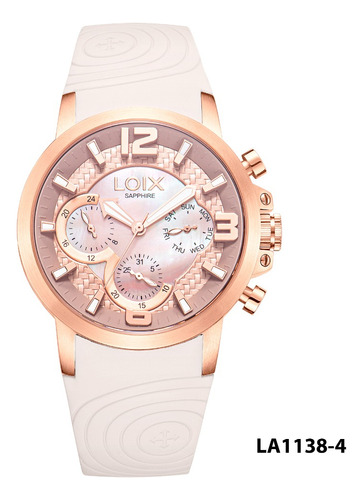 Reloj Mujer Loix® La1138-4 Beige Con Oro Rosa, Tablero Beige