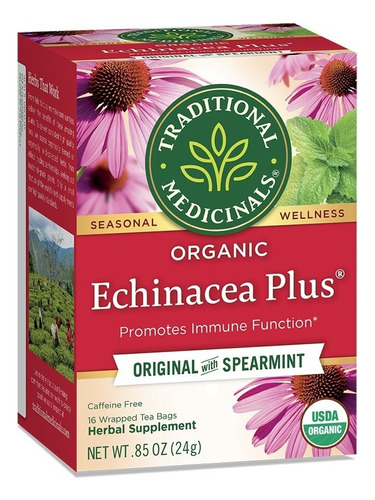 Té Orgánico Echinacea Plus 24g 16 Bolsas Equinacea Se