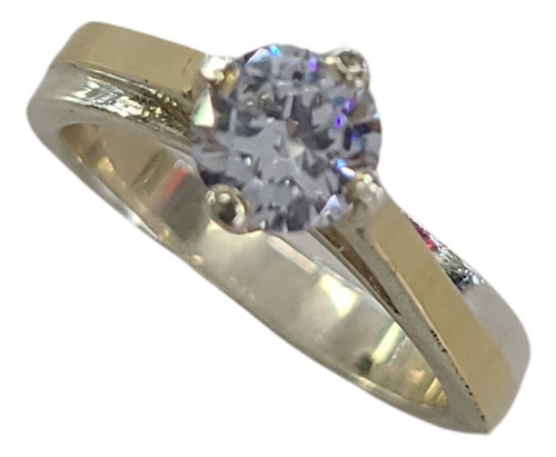 Anillo De Compromiso Plata Con Oro 18kl Solitario