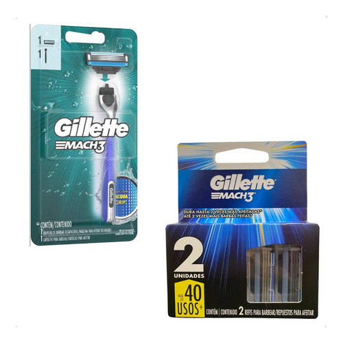 Kit Aparelho De Barbear + Carga Gillette Mach3