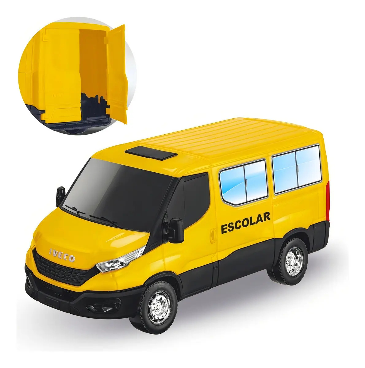 Miniatura Carrinho Brinquedo Criança Réplica Iveco Daily Van Escolar Infantil