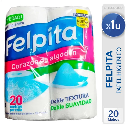 Imagen 2 de 4 de Felpita Corazón de Algodón - Pack - 4 - Doble - 20 m