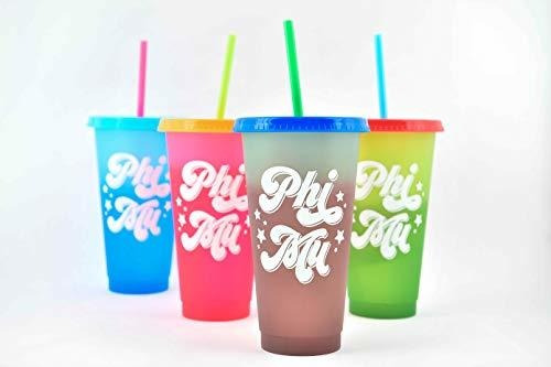 Phi Mu - Vasos Que Cambian De Color - Estilo Retro (24 Onzas