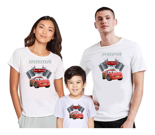 3 Poleras Personalizadas Niños Cumpleaños Cars Rayo Mcqueen