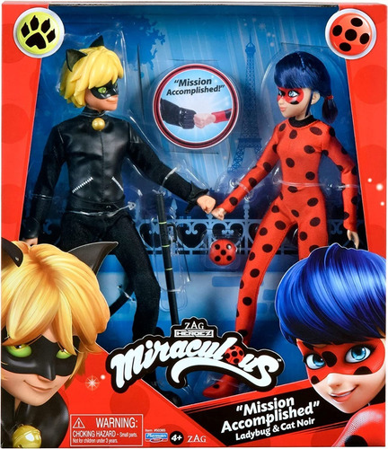 Muñecas Miraculous Ladybug & Cat Noir Mision Lograda Premium