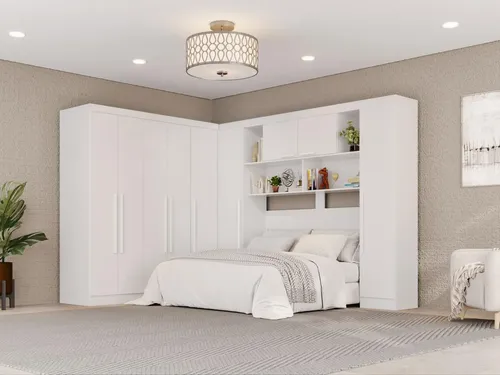 Guarda-roupa Casal Modulado Canto 9 Portas 2 Gav Multimóveis Branco