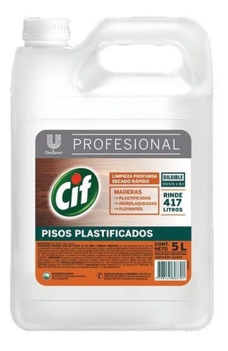 Limpiador Pisos Plastificados Profesional X5 L Rinde 415 L