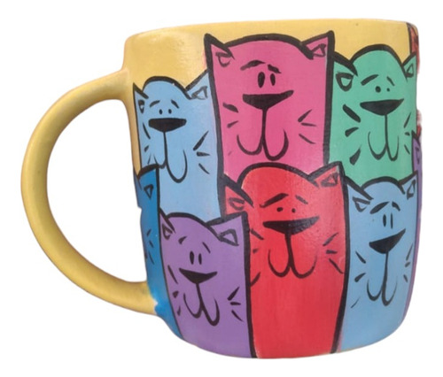 Taza De Cerámica Pintada A Mano. Con Cucharita De Regalo