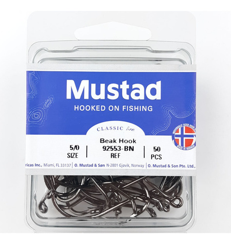 Anzuelo Mustad Beak 92553-bn #5/0 Kit 50pcs