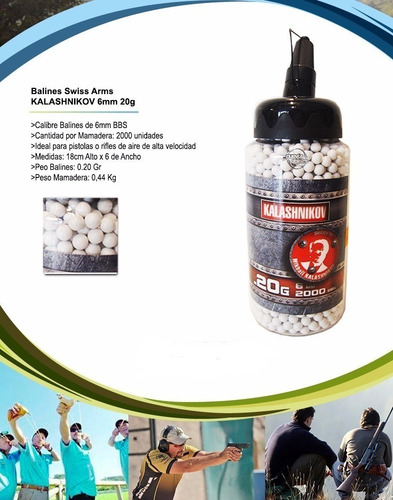 Balines Swiss Arms 6mm Bbs 0.20 Gr Kalashnikov X 2000 U