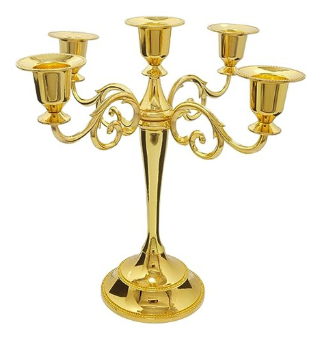 Candelabros Portavelas De Metal Viscacha,  Dorados De 5 Braz