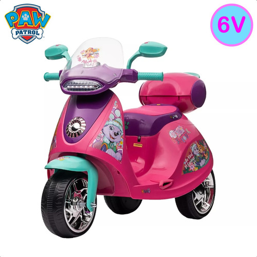 Moto Elétrica 6v Infantil Sccoter Patrulha Canina Rosa