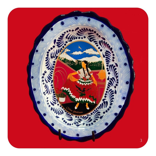 Imagen 4 de 10 de Charola De Talavera Poblana Con Laminado China Poblana Chr