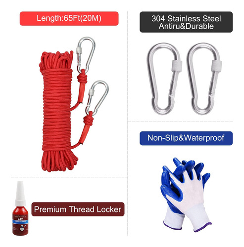 Kit De Pesca Con Imán Vndueey 700 Libras 65 Pies Impermeable
